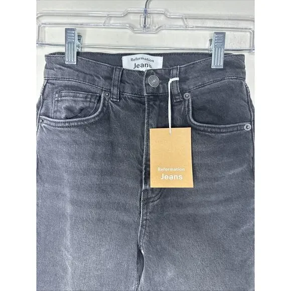 Reformation $148 NWT Peyton Size 23 High Rise Boot Cut Cropped Jeans Gray - Picture 6 of 12